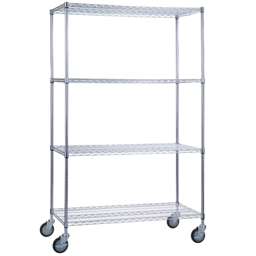 R&B Wire Rolling Wire Shelving Cart 18 x 36 x 68 With Wire Shelves - Short
